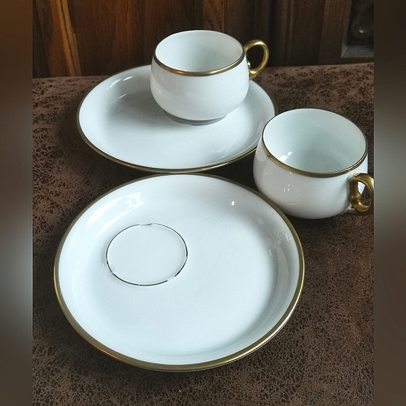 Antique Delicate White Bone China Coffee Cup & Saucer w/Gold Trim by MZ Austria - Picture 6 of 9